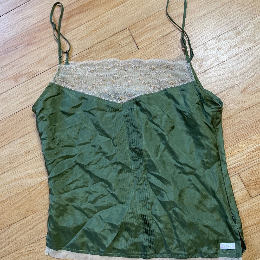 VINTAGE Hollister silk Lace Tank Cami Cami Tank Top Strappy new rare Y2K